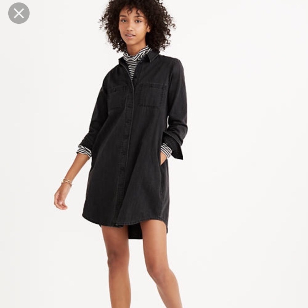 Madewell Black Denim Shirt Dress